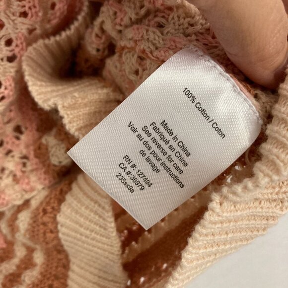 Heartloom Multi Color Striped Open Knit Sleeveless Crochet Knit Top Medium - Picture 7 of 9